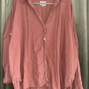 American Eagle Outfitters Pink Oversized Button Down Shirt